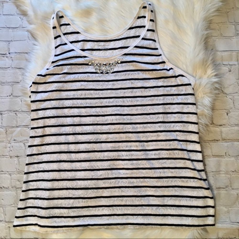 Lane Bryant Lace Striped Beaded Lace Tank, Size 22/24